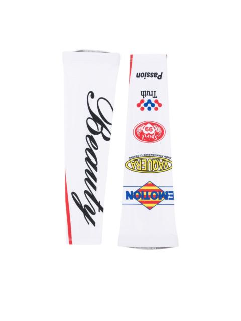logo-print arm gloves