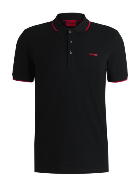 STRETCH-COTTON SLIM-FIT POLO SHIRT WITH PRINTED LOGO