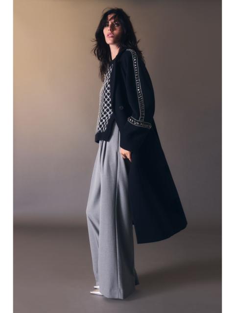 Wool Embellished Oversize Tailored Coat
