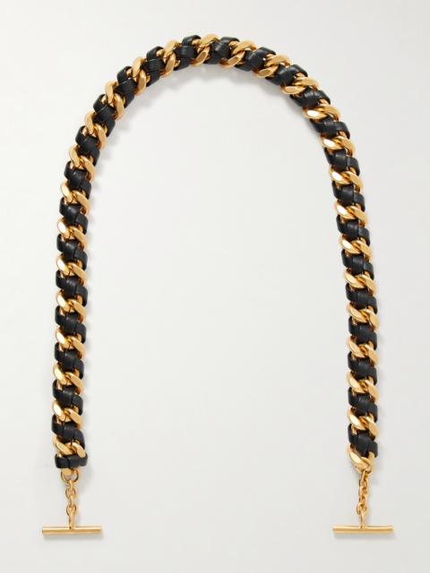 Large Gold-tone Leather Bag Chain