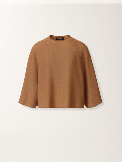 Cotton and linen cape with sequins