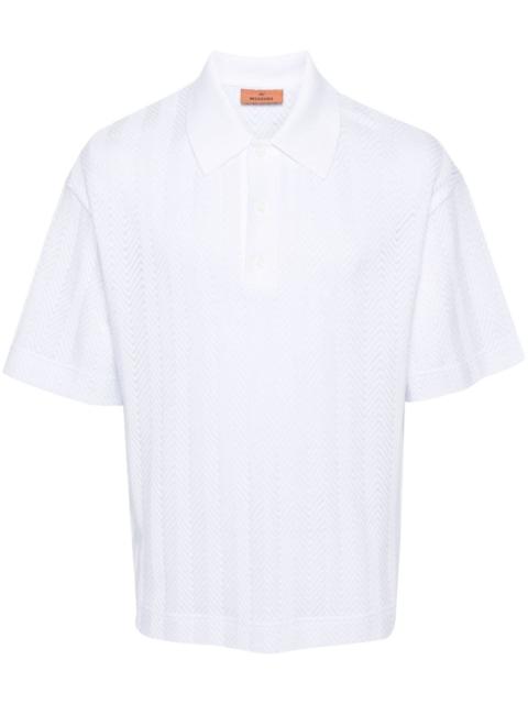 zigzag-woven polo shirt