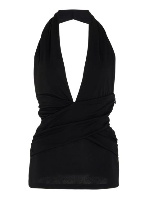Gathered Jersey Halter Top black