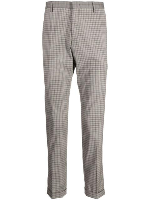 check-pattern stretch-wool trousers