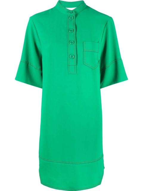 contrast-stitch short-sleeve shift dress