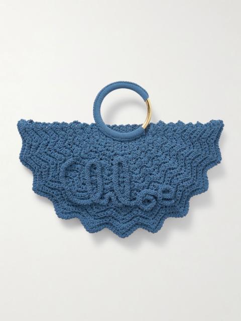 Scalloped crocheted tote Blue
