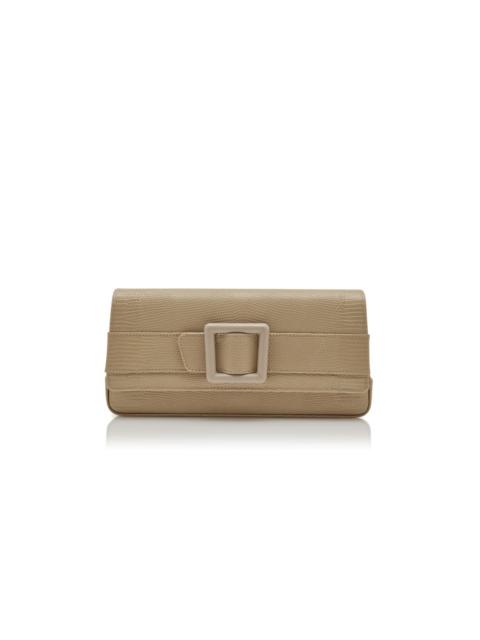 Light Beige Calf Leather Buckle Clutch