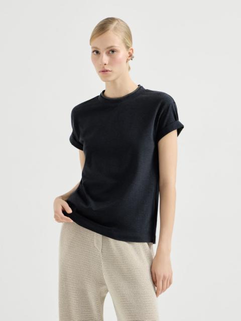 Stretch cotton jersey t-shirt with monili