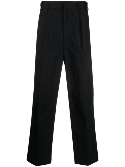 pleat-detail straight-leg trousers