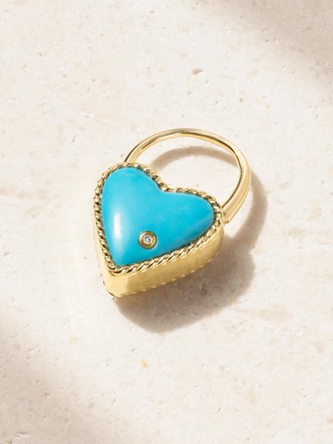 9-karat Gold, Turquoise And Diamond Single Earring