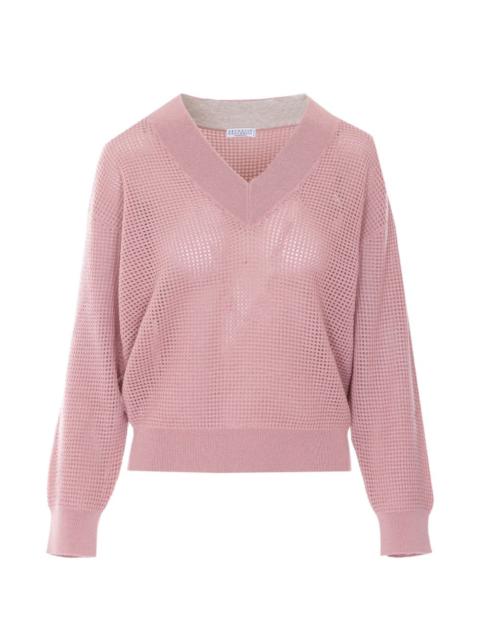 V-neck long-sleeved jumper