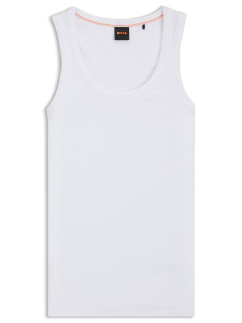 STRETCH-COTTON SLIM-FIT VEST WITH RIBBED STRUCTURE