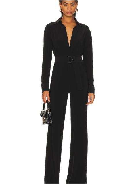 Shirt Straight Leg Jumpsuit With Collar Stand