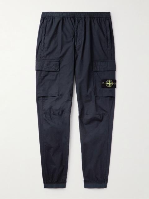 Tapered Cotton-Blend Cargo Trousers Navy