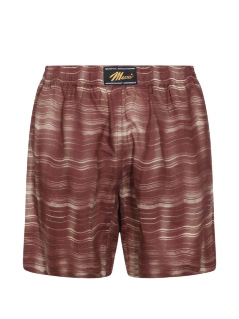 striped ramie shorts
