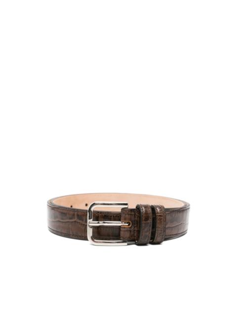 crocodile-effect leather belt