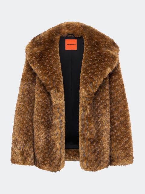 Knox Vegan Fur Coat In Tawny