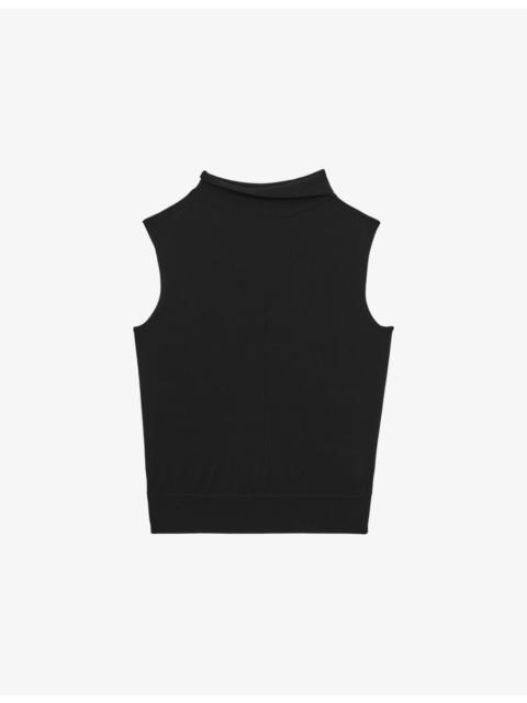 Harper funnel-neck sleeveless wool top
