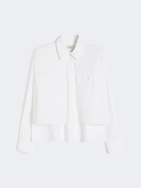 Asymmetrical washed cotton shirt - WHITE