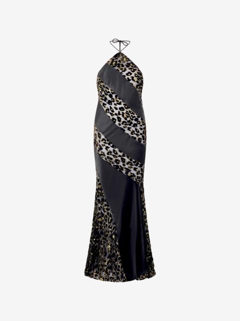 See-Through Long Dress with Animal Print