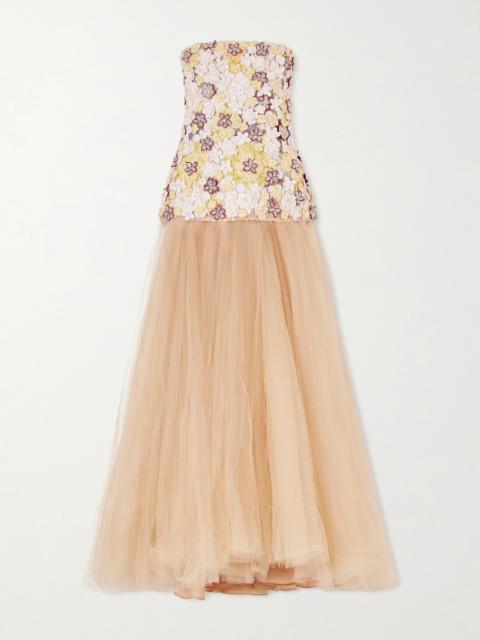 Crystal-embellished Embroidered Tulle Gown