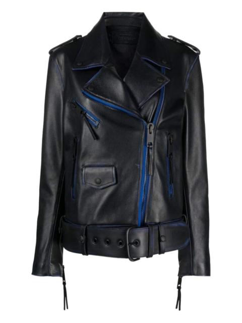 contrast-trim leather jacket