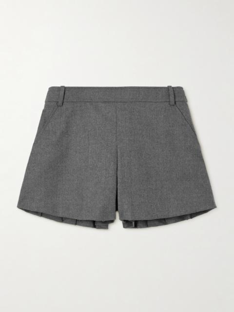 Pleated Brushed Wool-twill Shorts