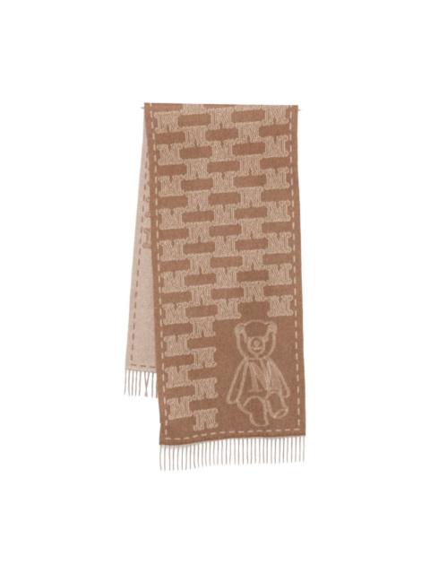 teddy-bear motif cashmere scarf