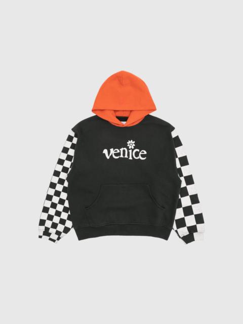 VENICE CHECKER SLEEVE KNIT HOODIE