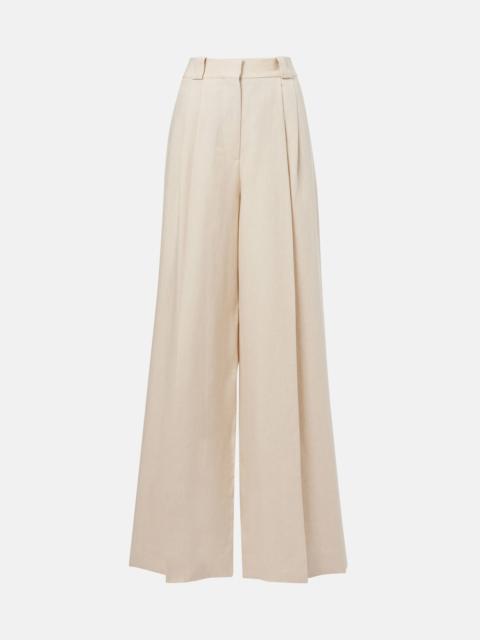Husi high-rise linen wide-leg pants