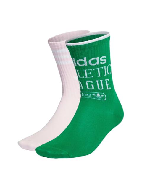 (WMNS) adidas Retro Luxury Socks 2 Pairs 'Green Pink' HI4920