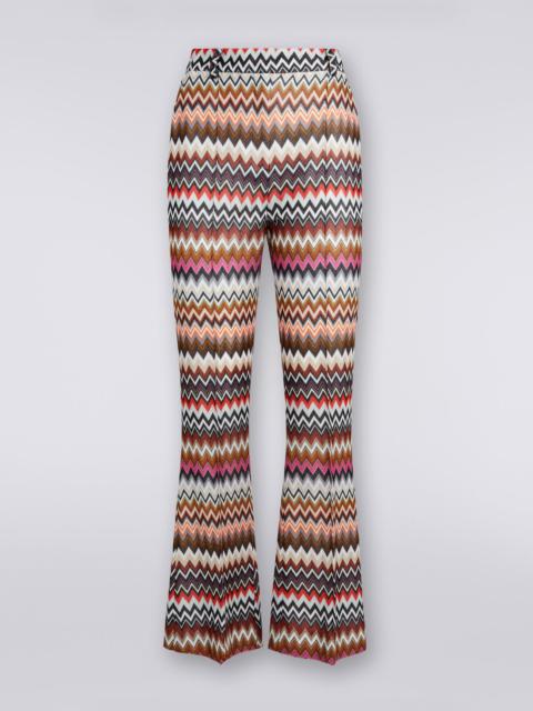 Flared zigzag viscose trousers