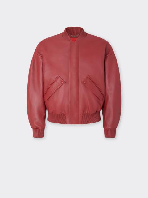 Rubberized nappa leather bomber jacket