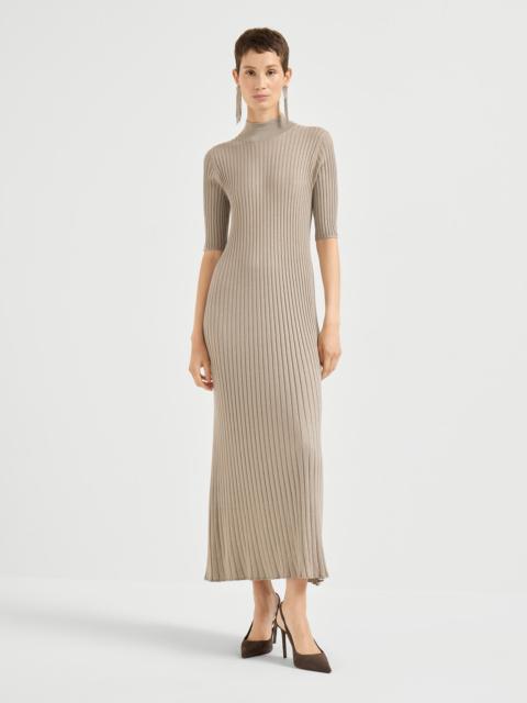 Sparkling cashmere and silk rib knit dress
