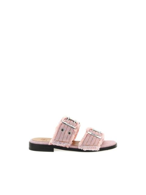 buckle-fastening fringed-trim sandals