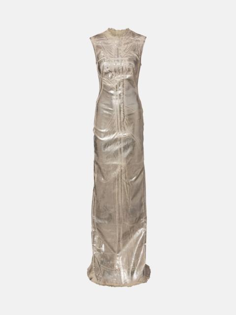 Coated denim maxi dress