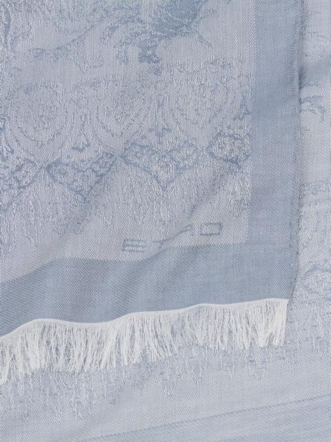 COTTON-BLEND JACQUARD SCARF WITH FLORA AND FAUNA MOTIF