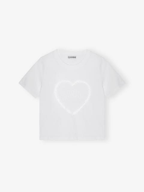 WHITE HEAVY COTTON HEART T-SHIRT