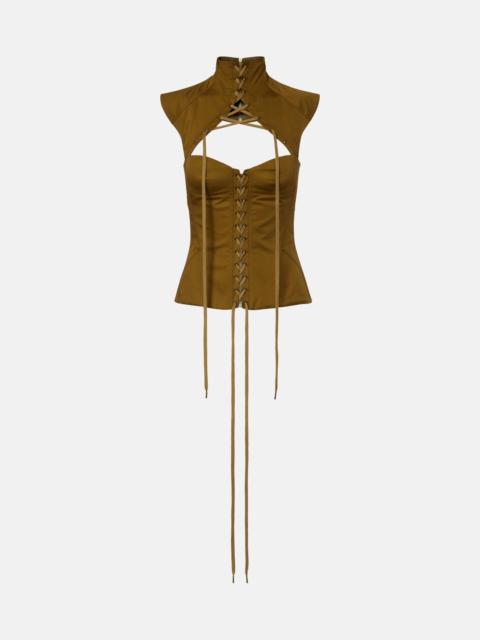 Cutout lace-up cotton corset top