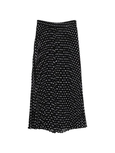 pleated polka-dot maxi skirt