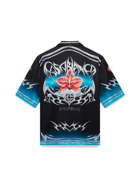 Blades Short Sleeve Silk Satin Shirt | Casablanca Paris