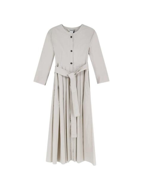 belt button midi dress