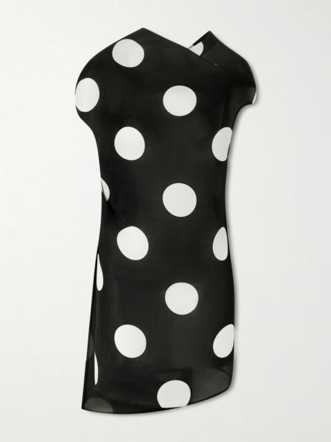 Tatia Draped Polka-dot Silk Mini Dress