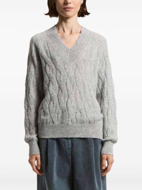 V-neck cable-knit sweater