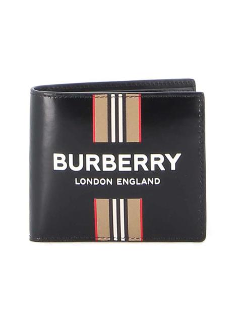 Burberry Bi-fold Icon Stripe Leather Wallet Black