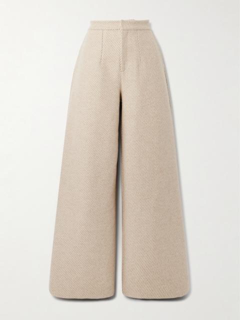 Lenore Striped Wool-blend Wide-leg Pants