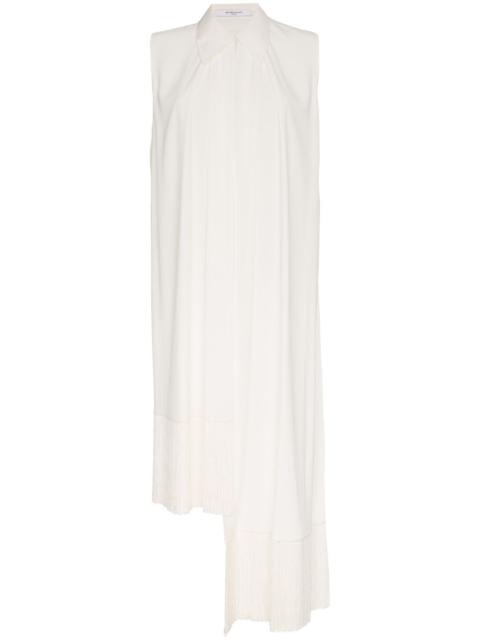Fringe-trimmed Silk-crepe Top