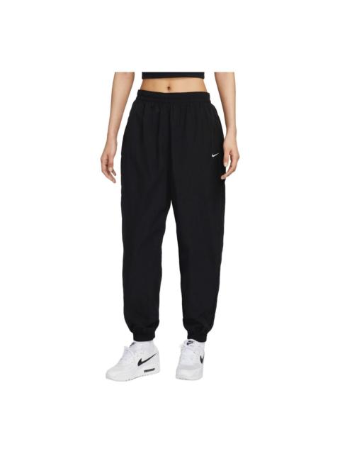 (WMNS) Nike Sportswear Essential Mid-Rise Oversized Woven Joggers Pants Asia Sizing 'Black White' FV