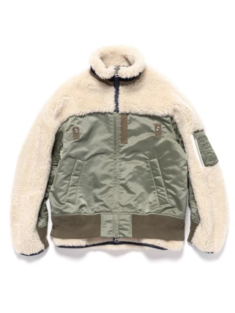 FAUX SHEARLING X NYLON TWILL BLOUSON ECRU