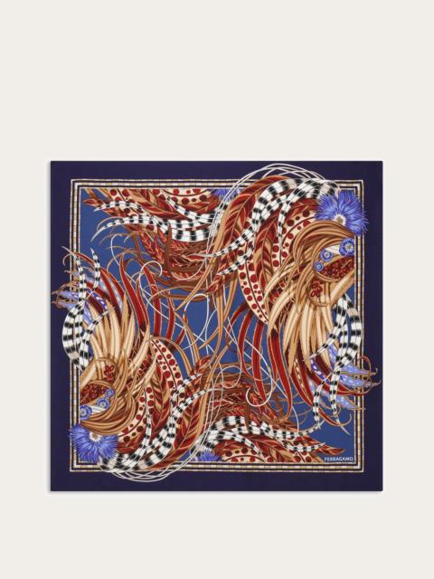 Rooster print silk scarf